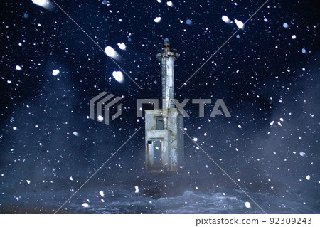 Stock Photos: [Ibaraki Prefecture] Isohama Light Pillar in the Snow 92309243