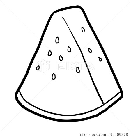 Line drawing of cut watermelon 92309278