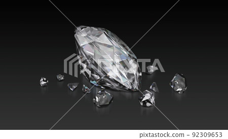 3d render, Sparkling diamond broken 92309653