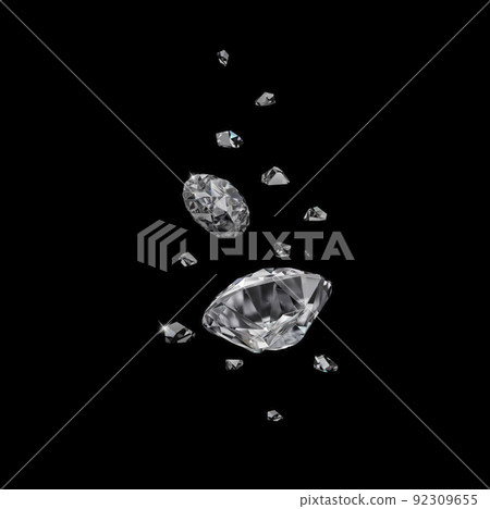 3d render, Sparkling diamond broken 92309655