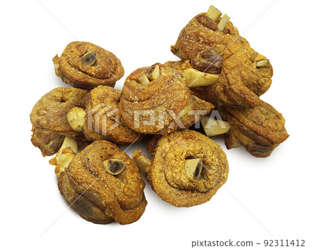 Crispy pork knuckle or German Pork Hocks on white background 92311412