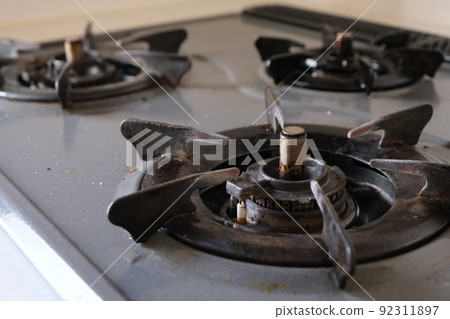 Gas stove stubborn dirt rust oil dirt image material 92311897