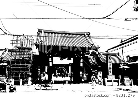 Black and white photo of Osaka Tenmangu Shrine 92313279