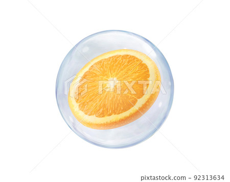 Fresh orange slice, in bubble isolated on white background Fresh orange slice, in bubble isolated on white background 92313634