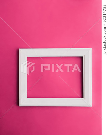 White horizontal art frame on pink background as flatlay design, artwork print or photo album concept White horizontal art frame on pink background as flatlay design, artwork print or photo album concept 92314782
