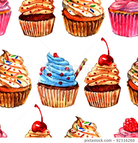 Cupcakes seamless pattern design 92316268