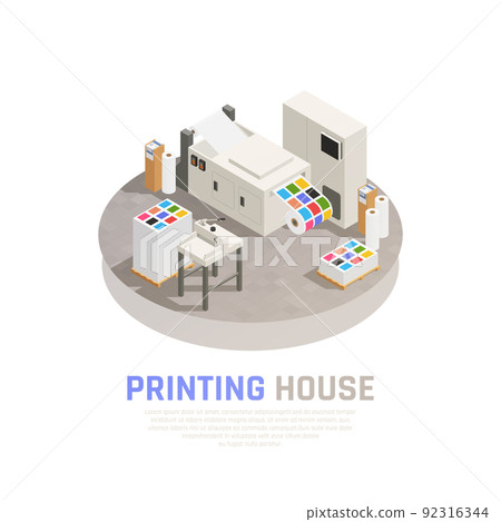 Printing House Polygraphy Isometric Composition 92316344
