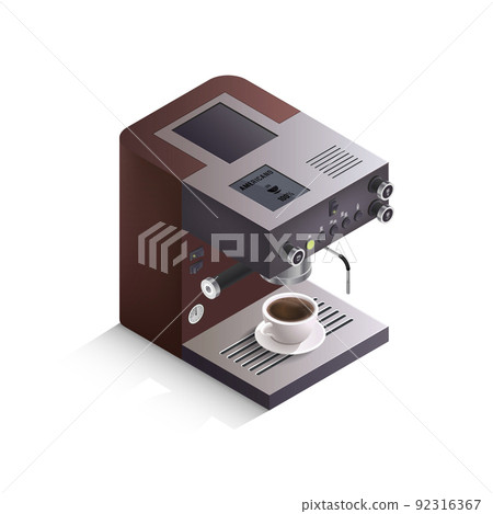Coffee Machine Isometric Illustration 92316367