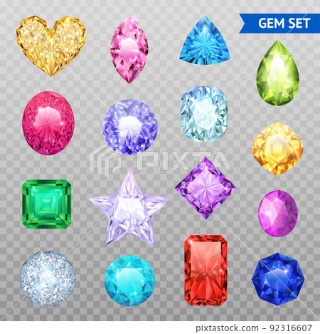 Gemstones Transparent Icon Set 92316607