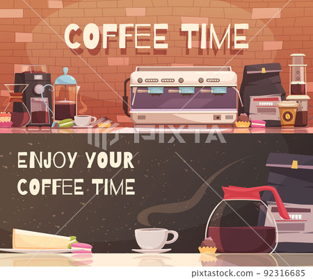 Coffee Time Two Horizontal Banners Coffee Time Two Horizontal Banners 92316685
