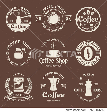 Coffee Emblem Set In Color Coffee Emblem Set In Color 92316692