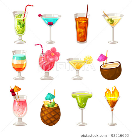 Club Cocktails Icons Set Club Cocktails Icons Set 92316693