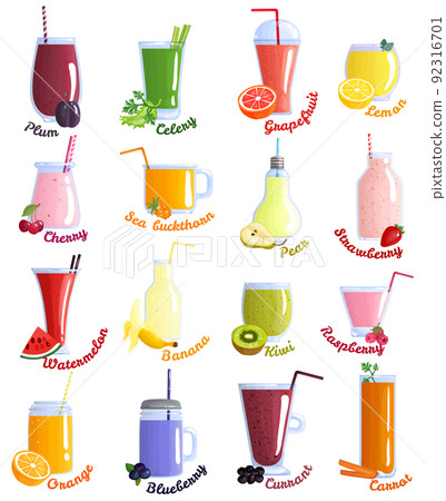 Smoothie Cocktails Icon Set 92316701