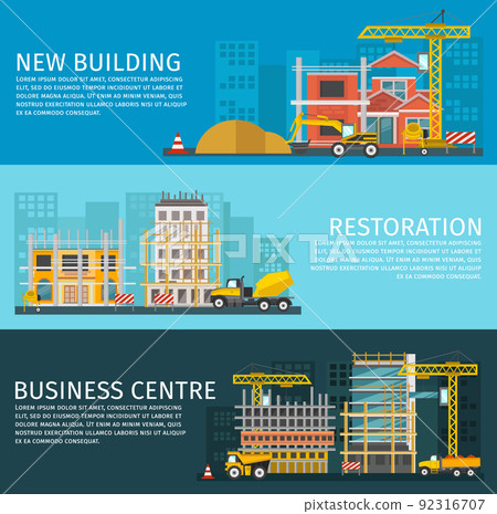 Construction Horizontal Banners Set Construction Horizontal Banners Set 92316707