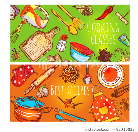 Cooking Classes Banners Set 92316822
