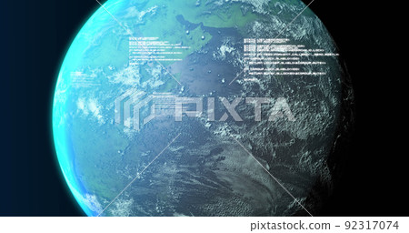 Image of globe and data processing on navy... - Stock Illustration ...