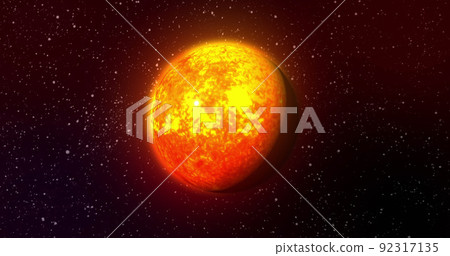 Image of orange planet in black space Image of orange planet in black space 92317135