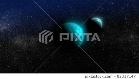 Image of green planets in navy space Image of green planets in navy space 92317147