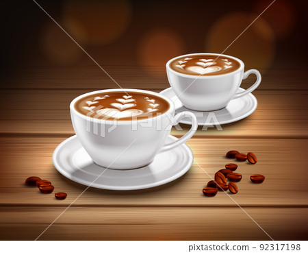 Cups of Cappuccino Coffee Composition Cups of Cappuccino Coffee Composition 92317198