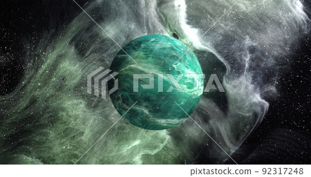 Image of green planet in green galaxy Image of green planet in green galaxy 92317248