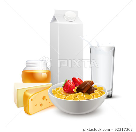 Breakfast Cereals Milk Realistic Composition Breakfast Cereals Milk Realistic Composition 92317362
