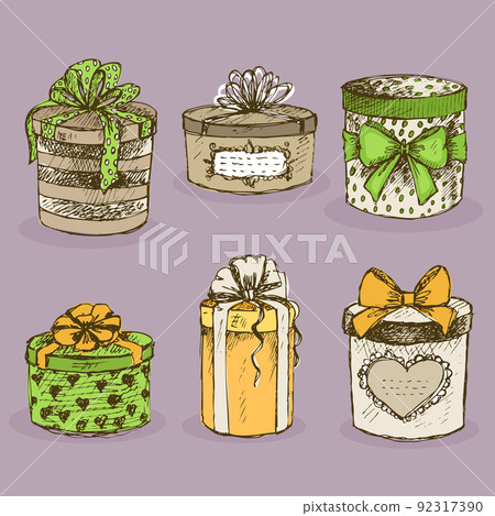 Collection of gift present boxes with bows Collection of gift present boxes with bows 92317390