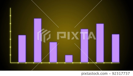 Image of financial graph over yellow background 92317737