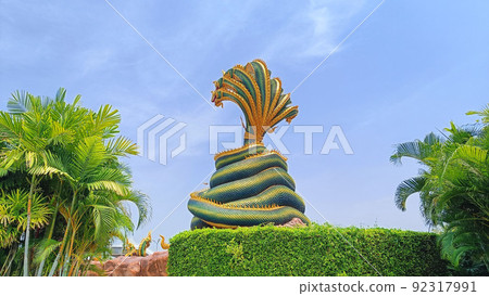 Landscape behind the big green king of naga 92317991