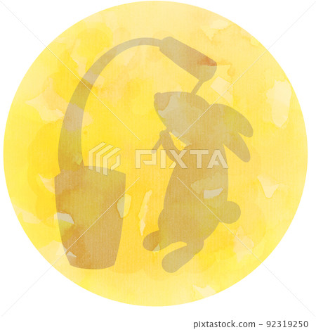 Fifteen nights moon-viewing rice cake with rabbit yellow watercolor 92319250