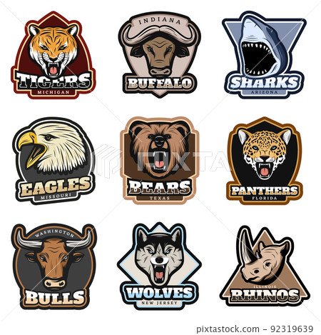 Colorful Wild Animals Labels Set 92319639