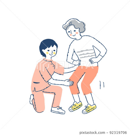 Senior woman rehabilitating with a physiotherapist Senior woman rehabilitating with a physiotherapist 92319706