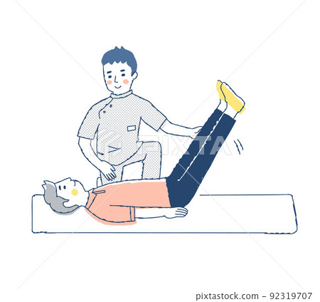 A man rehabilitating with a physiotherapist 92319707