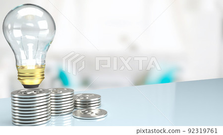 The light bulb and silver coins on table for business concept 3d rendering 92319761