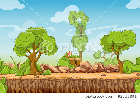 Country seamless landscape in vector cartoon style 92319891