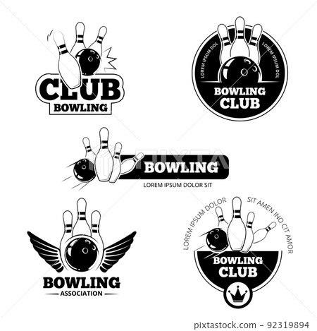 Bowling vector labels, emblems and badges set - Stock Illustration ...