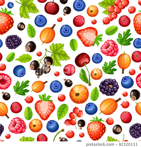 Colorful Ripe Forest Berries Seamless Pattern Colorful Ripe Forest Berries Seamless Pattern 92320131