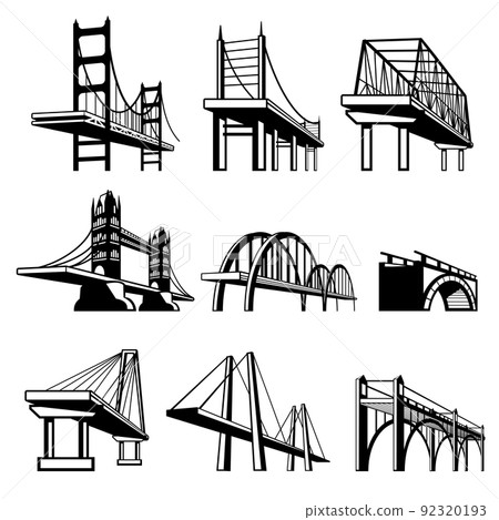 Bridges in perspective vector icons set 92320193