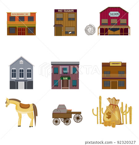 Colorful Wild West Elements Set Colorful Wild West Elements Set 92320327