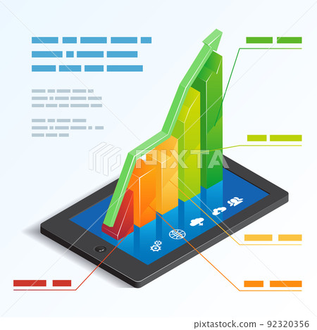 bar graph on a tablet touchscreen 92320356