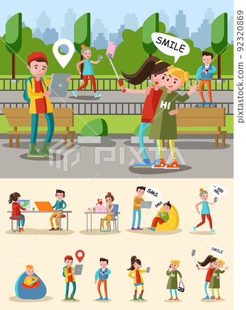 Colorful Electronic Gadgets Composition 92320869