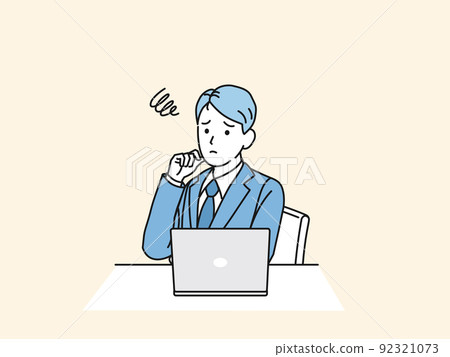 A man in a suit who is troubled in front of a personal computer, an office worker, a businessman, a job A man in a suit who is troubled in front of a personal computer, an office worker, a businessman, a job 92321073