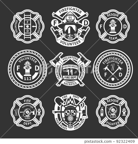 Firefighter White Label Set - Stock Illustration [92322409] - PIXTA