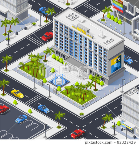 Fragment Of City With Luxury Hotel Building Fragment Of City With Luxury Hotel Building 92322429