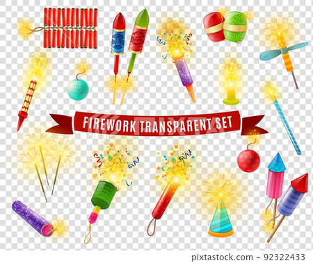 Firework Sparlers Firecrackers Transparent Background Set Firework Sparlers Firecrackers Transparent Background Set 92322433