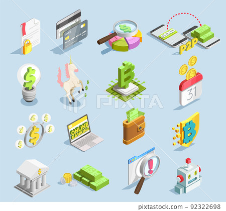 Financial Technology Isometric Set 92322698
