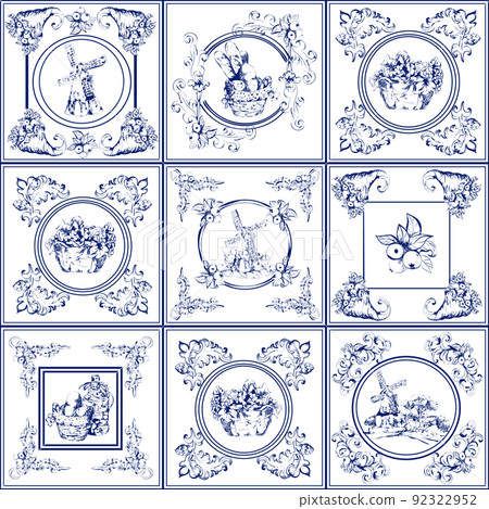 Famous delft blue tiles icons collection Famous delft blue tiles icons collection 92322952