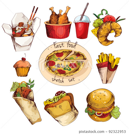 Fast food sketch set 92322953