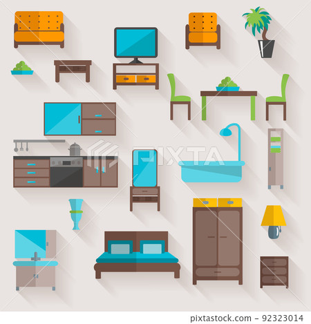Furniture home flat icons set Furniture home flat icons set 92323014