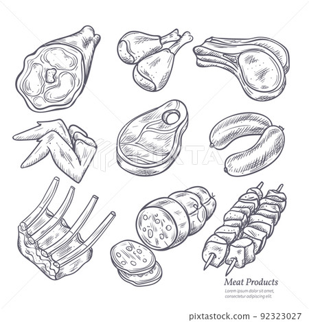 Gastronomic Meat Products Sketches 92323027