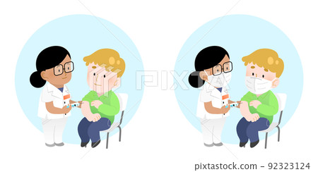 Woman doctor vaccinating patient--Isolated characters-International vaccination campaign 92323124
